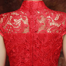 Load image into Gallery viewer, Mandarin Collar Lace Top Satin Skirt Chinese Wedding Dress
