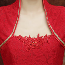 Load image into Gallery viewer, Strapless Lace Chinese Wedding Party Dress with Queen Anne Neck
