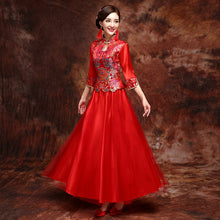 Load image into Gallery viewer, Mandarin Duck Pattern Long Sleeve Top Chinese Wedding Dress
