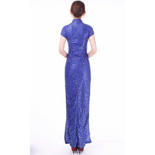 Load image into Gallery viewer, Illusion Neck Mandarin Collar Cheongsam Style Lace Prom Dress
