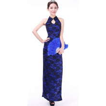 Load image into Gallery viewer, Strapless Cheongsam Style Lace Prom Dress with Key Hole Neck
