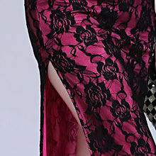 Load image into Gallery viewer, Halter Top Cheongsam Style Floral Lace Prom Dress
