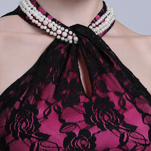 Load image into Gallery viewer, Halter Top Cheongsam Style Floral Lace Prom Dress
