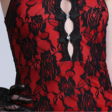 Load image into Gallery viewer, Halter Top Backless Cheongsam Style Floral Lace Prom Dress
