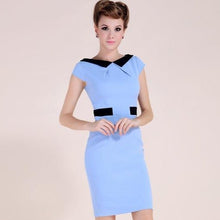 Muatkan imej ke dalam penonton Galeri, Cap Sleeve Knee Length Pencil Dress with Lapel
