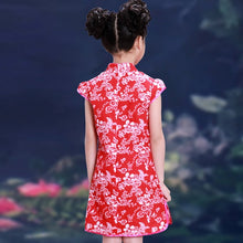 Muatkan imej ke dalam penonton Galeri, Cap Sleeve Kid&#39;s Cheongsam Floral Qipao Dress
