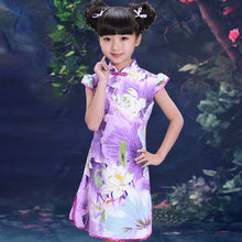 Load image into Gallery viewer, Cap Sleeve Mini Kid&#39;s Cheongsam Floral Qipao Dress
