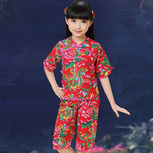 Muatkan imej ke dalam penonton Galeri, Traditional Floral Girl&#39;s Chinese Suit with Half Sleeves
