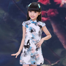 Load image into Gallery viewer, Cap Sleeve Kid&#39;s Cheongsam Floral Chinese Dress
