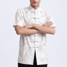 Muatkan imej ke dalam penonton Galeri, Short Sleeve Dragon Embroidery Cotton Chinese Kung Fu Shirt
