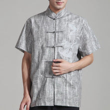 Muatkan imej ke dalam penonton Galeri, Short Sleeve Dragon Embroidery Cotton Chinese Kung Fu Shirt
