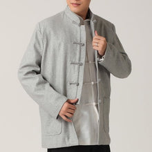 Muatkan imej ke dalam penonton Galeri, Mandarin Collar Straps Buttons Worsted Chinese Tunic Suit
