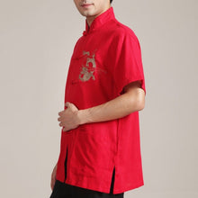 Muatkan imej ke dalam penonton Galeri, Dragon Embroidery Short Sleeve Signature Cotton Chinese Kung Fu Shirt
