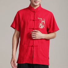 Muatkan imej ke dalam penonton Galeri, Dragon Embroidery Short Sleeve Signature Cotton Chinese Kung Fu Shirt
