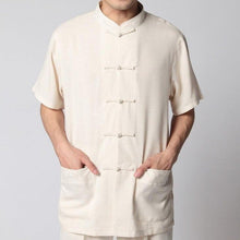 Load image into Gallery viewer, Mandarin Collar Short Sleeve Signature Cotton Chinese Shirt
