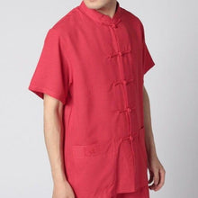 Load image into Gallery viewer, Mandarin Collar Short Sleeve Signature Cotton Chinese Shirt
