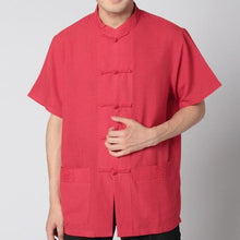 Load image into Gallery viewer, Mandarin Collar Short Sleeve Signature Cotton Chinese Shirt
