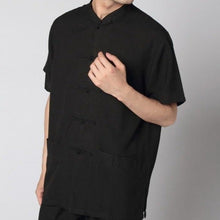 Load image into Gallery viewer, Mandarin Collar Short Sleeve Signature Cotton Chinese Shirt
