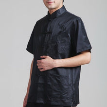 Load image into Gallery viewer, Dragon Embroidery Short Sleeve Rayon Chinese Kung Fu Shirt
