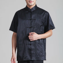 Muatkan imej ke dalam penonton Galeri, Dragon Embroidery Short Sleeve Rayon Chinese Kung Fu Shirt
