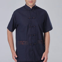 Muatkan imej ke dalam penonton Galeri, Auspicious Embroidery Short Sleeve Signature Cotton Chinese Shirt
