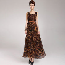 Load image into Gallery viewer, Leopard Print Full Length Chiffon Sun Dress
