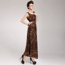 Muatkan imej ke dalam penonton Galeri, Leopard Print Full Length Chiffon Sun Dress
