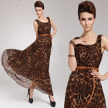 Load image into Gallery viewer, Leopard Print Full Length Chiffon Sun Dress
