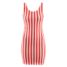 Muatkan imej ke dalam penonton Galeri, Square Neck Stripes Pattern Mini Pencil Dress
