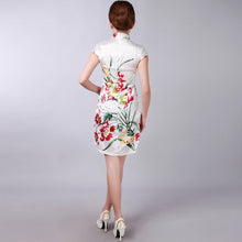 Load image into Gallery viewer, Cap Sleeve Floral Rayon Knee Length Cheongsam Chinese Dress
