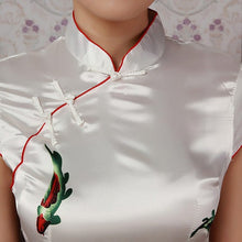 Load image into Gallery viewer, Cap Sleeve Knee Length Traditional Floral Cheongsam Chinese Dress
