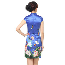 Muatkan imej ke dalam penonton Galeri, Cap Sleeve Knee Length Traditional Floral Cheongsam Chinese Dress
