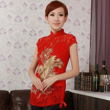 Load image into Gallery viewer, Phoenix Sequins Two Piece Lace Chinese Shirt
