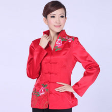 Muatkan imej ke dalam penonton Galeri, Floral Embroidery V Neck Chinese Jacket Mother&#39;s Coat
