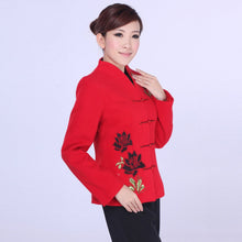 Load image into Gallery viewer, Floral Print V Neck Chinese Jacket Mother&#39;s Coat
