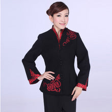 Muatkan imej ke dalam penonton Galeri, Floral Collar &amp; Cuff Wool Chinese Jacket Mother&#39;s Coat
