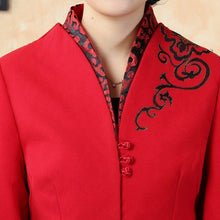 Muatkan imej ke dalam penonton Galeri, Floral Collar &amp; Cuff Wool Chinese Jacket Mother&#39;s Coat
