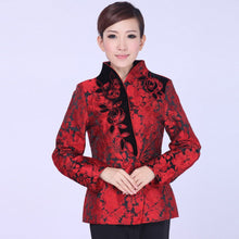 Muatkan imej ke dalam penonton Galeri, Floral Brocade Chinese Jacket Mother&#39;s Coat with Butterfly Button
