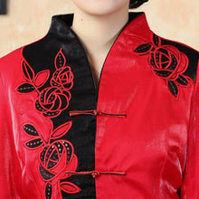 Muatkan imej ke dalam penonton Galeri, Floral Embroidery Taffeta Chinese Jacket Mother&#39;s Coat
