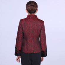 Muatkan imej ke dalam penonton Galeri, Floral Taffeta Chinese Jacket Mother&#39;s Coat with Butterfly Button
