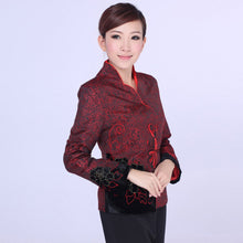 Muatkan imej ke dalam penonton Galeri, Floral Taffeta Chinese Jacket Mother&#39;s Coat with Butterfly Button
