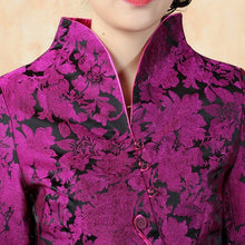 Muatkan imej ke dalam penonton Galeri, Floral Taffeta Chinese Jacket Mother&#39;s Coat with Butterfly Button
