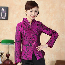 Muatkan imej ke dalam penonton Galeri, Floral Taffeta Chinese Jacket Mother&#39;s Coat with Butterfly Button
