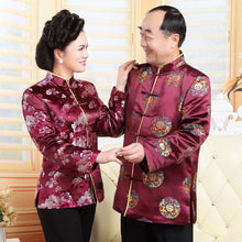 Muatkan imej ke dalam penonton Galeri, Floral Brocade Chinese Jacket Mother&#39;s Birthday Coat
