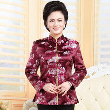 Muatkan imej ke dalam penonton Galeri, Floral Brocade Chinese Jacket Mother&#39;s Birthday Coat
