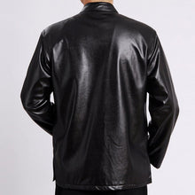 Load image into Gallery viewer, Dragon Embroidery Mandarin Collar Leather Jacket
