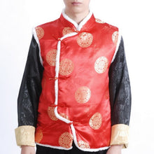 Muatkan imej ke dalam penonton Galeri, Mandarin Collar Fur Edge Brocade Wadded Chinese Waistcoat
