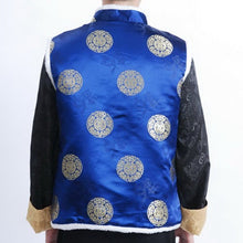 Load image into Gallery viewer, Mandarin Collar Fur Edge Brocade Wadded Chinese Waistcoat
