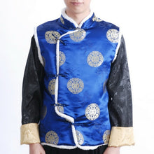 Muatkan imej ke dalam penonton Galeri, Mandarin Collar Fur Edge Brocade Wadded Chinese Waistcoat
