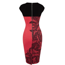 Load image into Gallery viewer, Cap Sleeve Round Neck Knee Length Floral Pencil Dress
